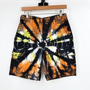 RipnDip Cargo Shorts SZ 28 Tie Dye Retro Psychedelic Festival Streetwear Unisex